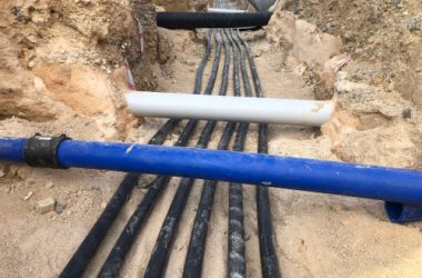 The,High,Voltage,Electrical,Cable,Is,Laid,In,A,Trench The,High,Voltage,Electrical,Cable,Is,Laid,In,A,Trench